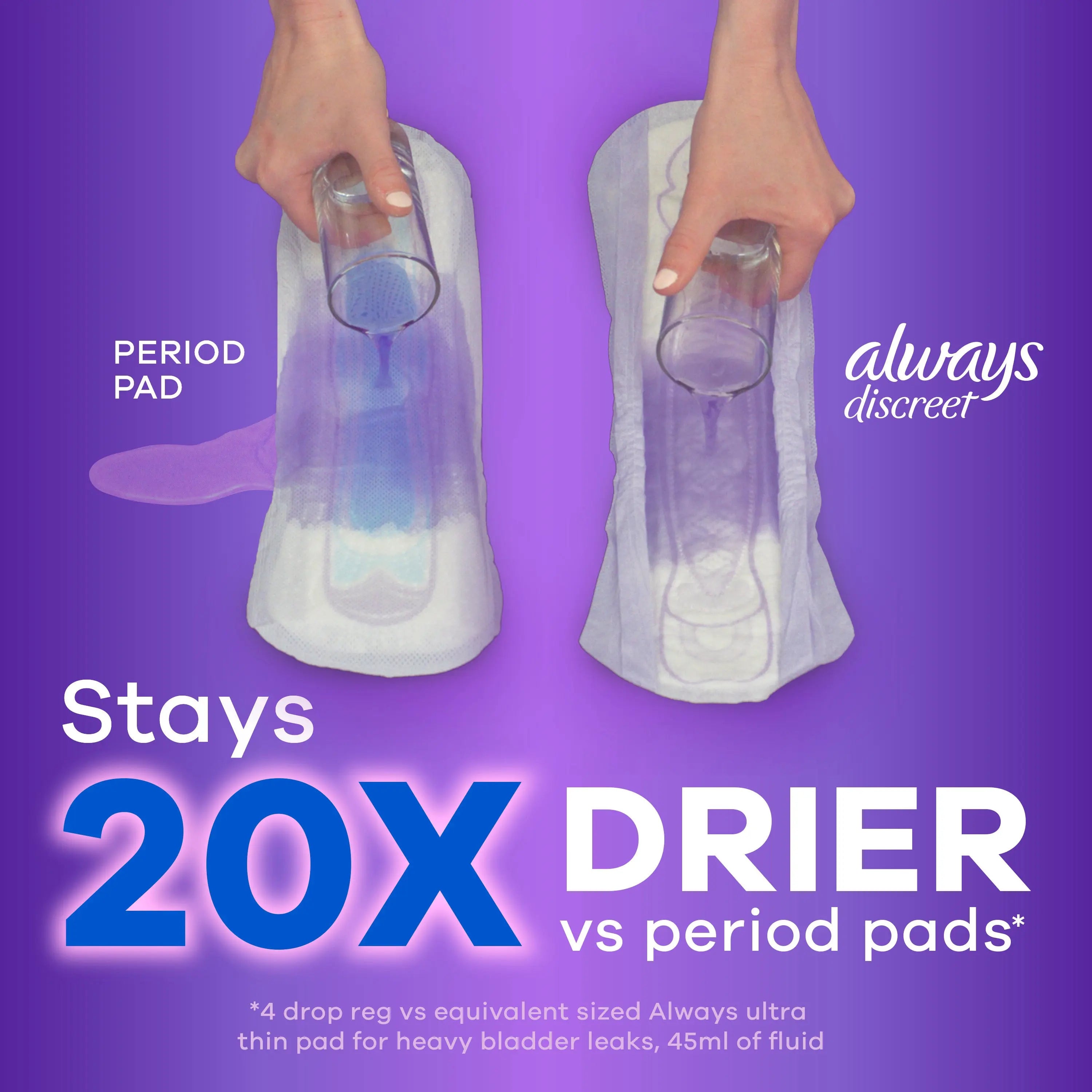 OdorLock technology neutralizing odors in Always Discreet pads