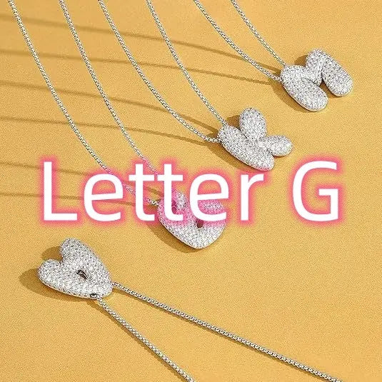 Brass Zircon Balloon English Letter Necklace - Rizk From Razzak