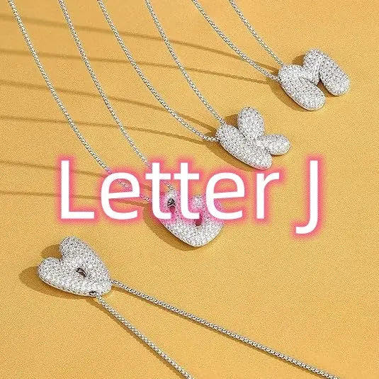 Brass Zircon Balloon English Letter Necklace - Rizk From Razzak