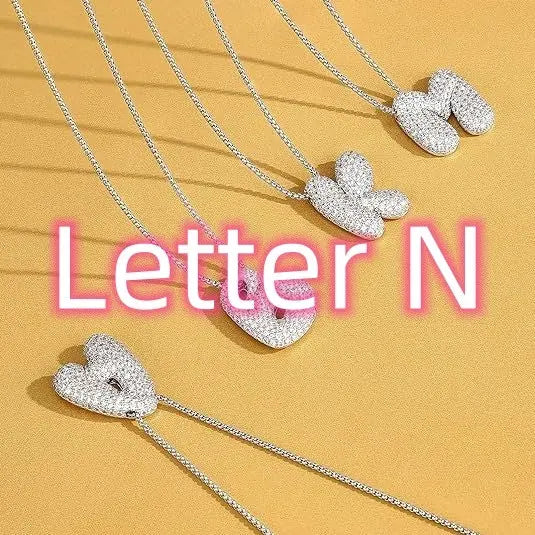 Brass Zircon Balloon English Letter Necklace - Rizk From Razzak