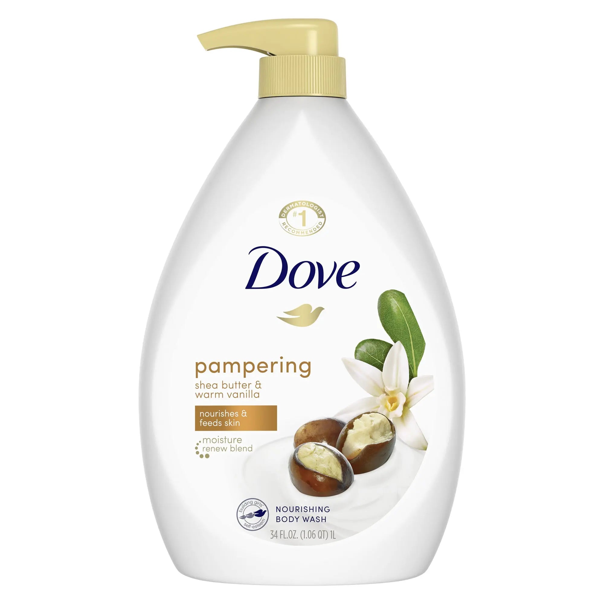 Dove Pampering Long Lasting Gentle Body Wash, Shea Butter and Vanilla, 30 fl oz Adorn Glow