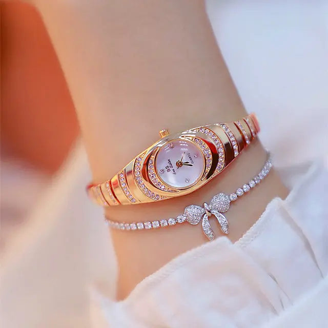 Ladies Gold Watch Diamond Wristwatch Female Fashion Bracelet Watches Women Full Diamond Watch Rizkfromrazzak