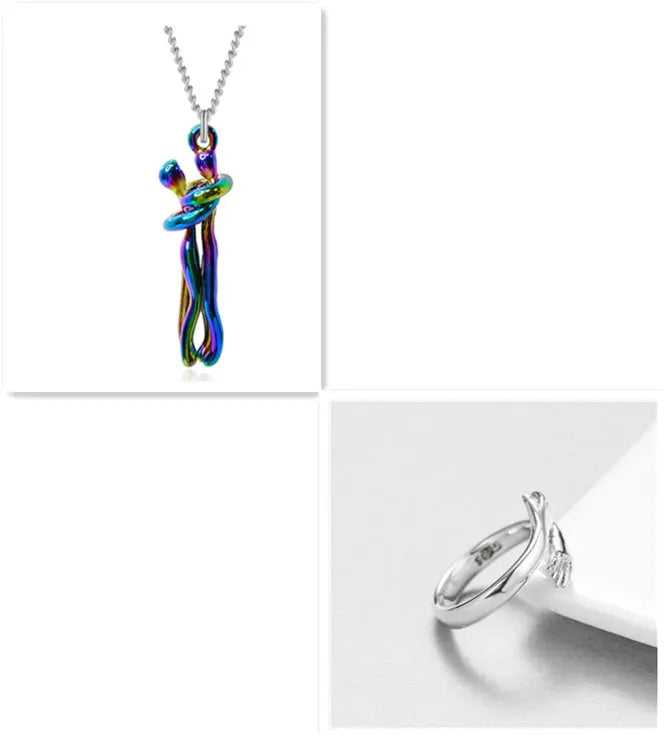 Love Hug Necklace Unisex Men Women Couple Jewelry Simple Temperament Clavicle Chain Valentines Day Lover Gift - Rizk From Razzak