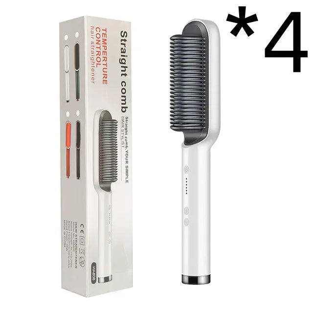 New 2 In 1 Hair Straightener Hot Comb Negative Ion Curling Tong Dual-purpose Electric Hair Brush Adorn Glow