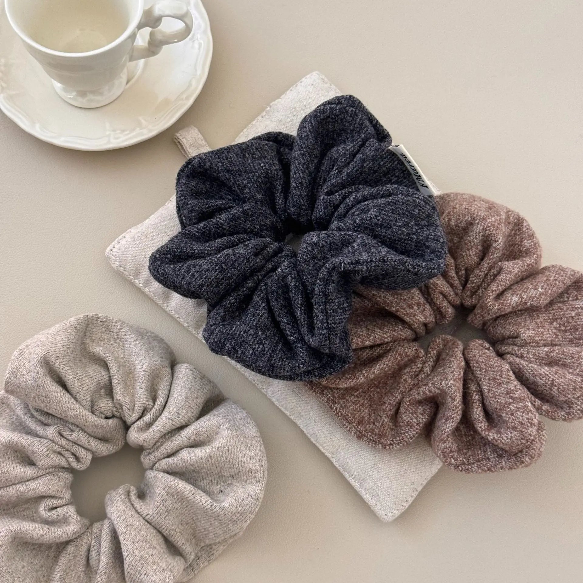 High Sense Oat Gray Texture Woolen Large Intestine Hair Ring - Rizk From Razzak