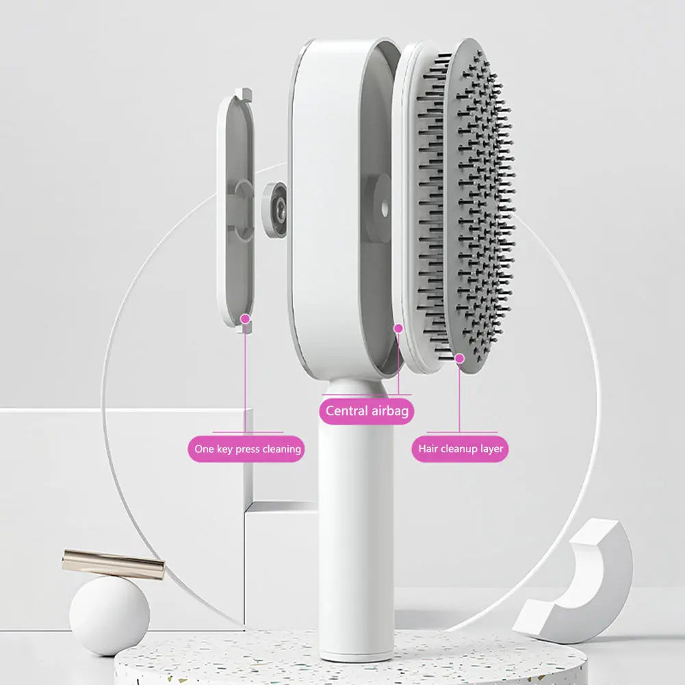 Self Cleaning Hair Brush For Women One-key Cleaning Hair Loss Airbag Massage Scalp Comb Anti-Static Hairbrush null
