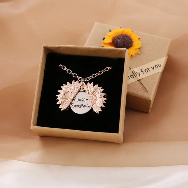 You Are My Sunshine Sunflower Necklace Women Men - Rizk From Razzak