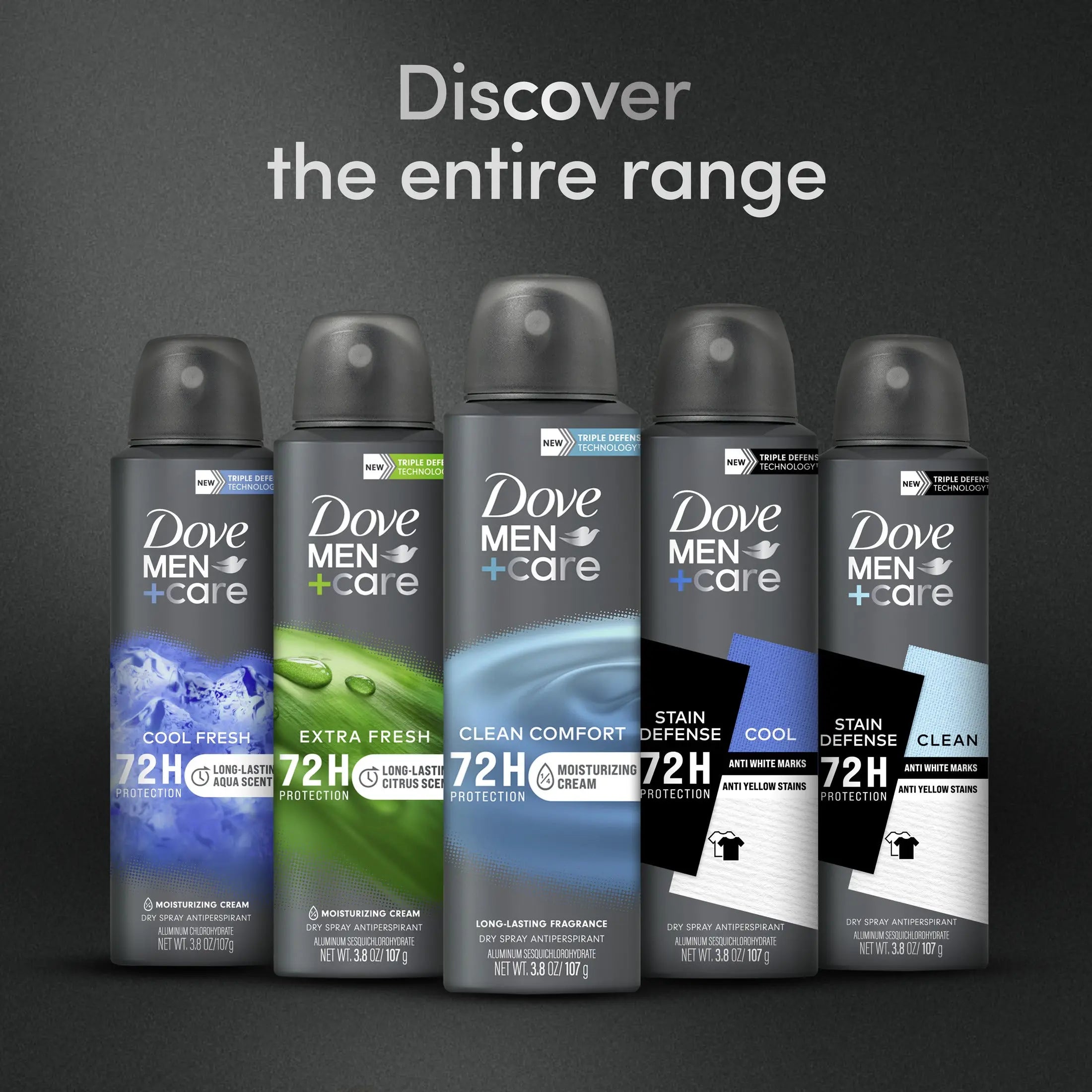 Dove Men+Care Long Lasting Antiperspirant Deodorant Dry Spray, Clean Comfort, 3.8 oz Adorn Glow