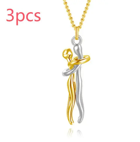 Love Hug Necklace Unisex Men Women Couple Jewelry Simple Temperament Clavicle Chain Valentines Day Lover Gift - Rizk From Razzak