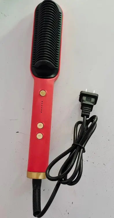 New 2 In 1 Hair Straightener Hot Comb Negative Ion Curling Tong Dual-purpose Electric Hair Brush Adorn Glow