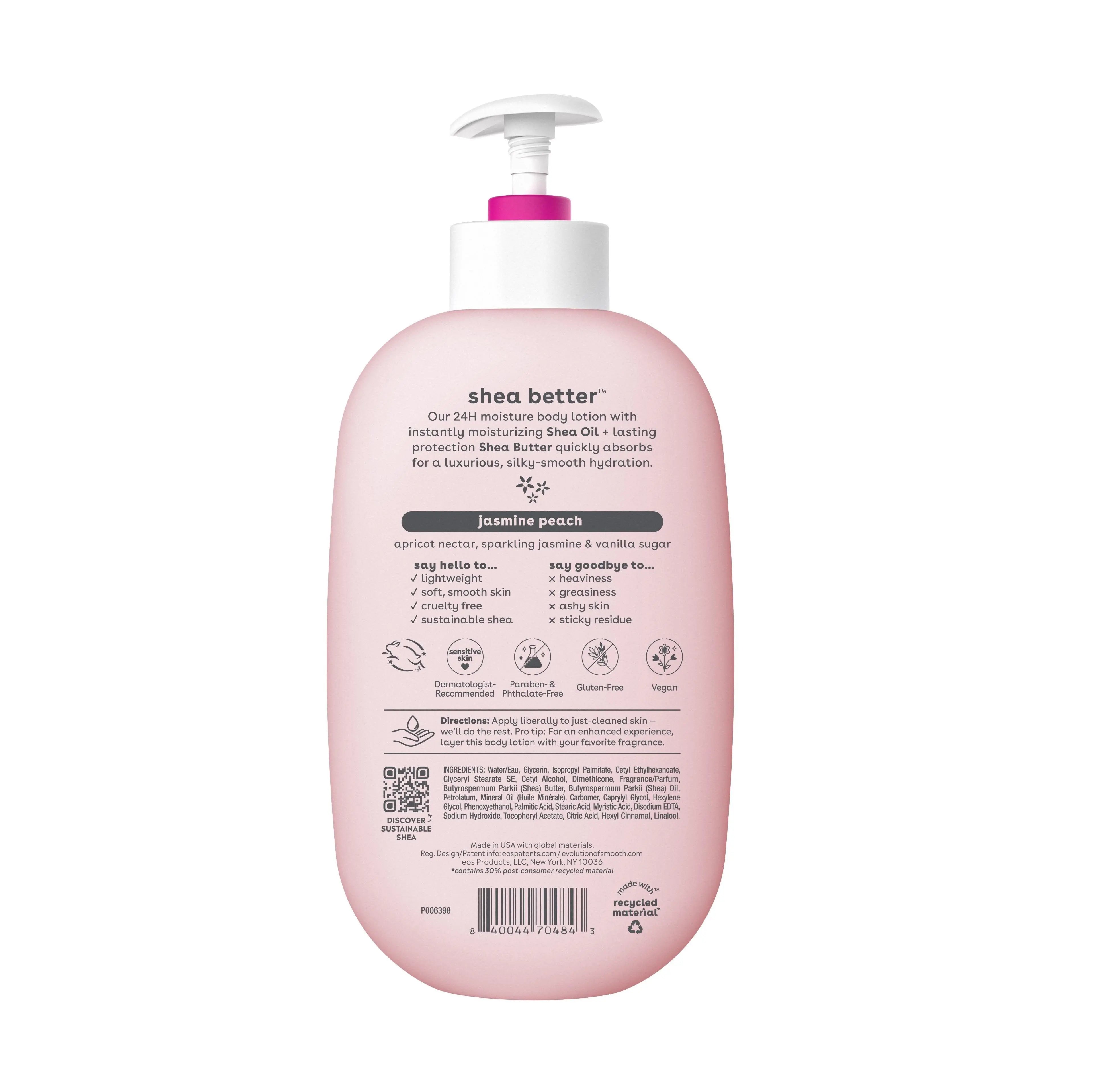 eos Shea Better Body Lotion- Jasmine Peach, Soothes Dry Skin, 16 fl oz Rizkfromrazzak